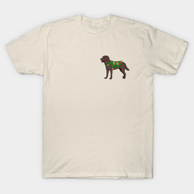 Christmas Chocolate Lab T-Shirt by Art by Lex